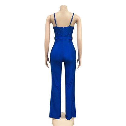 Spaghetti Strap Sleeve Straight Jumpsuits