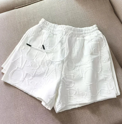 Letter Print Long Sleeve Hoodie with Zipper and Drawstring Short Sets