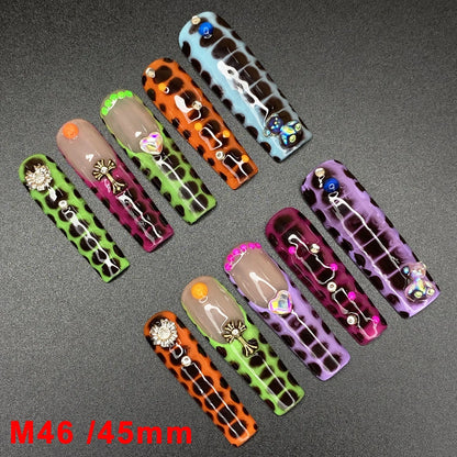 Wholesale Best Quality Durable Acrylic Handmade False Press on Nails 10PCS Luxury Long Ballerina Artificial Fingernail with Glue