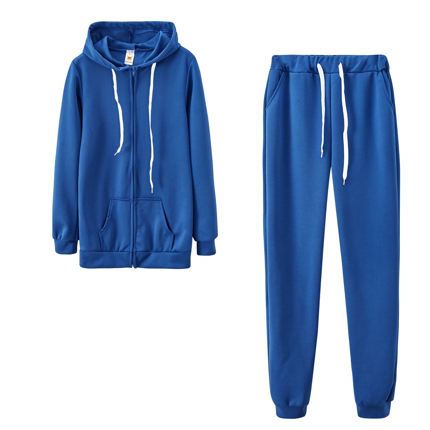 Fashion Trend Solid Color Plus Fleece Sports Color Sweater Two-piece Sets