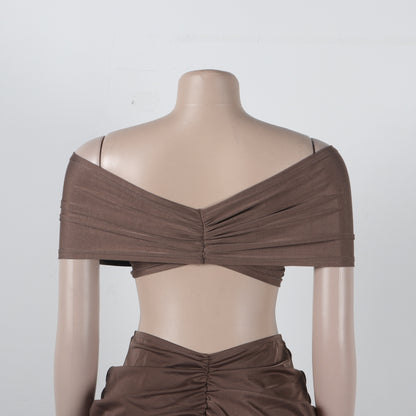 Off Shoulder Crop Top + Low Waist Maxi Skirt Outfits