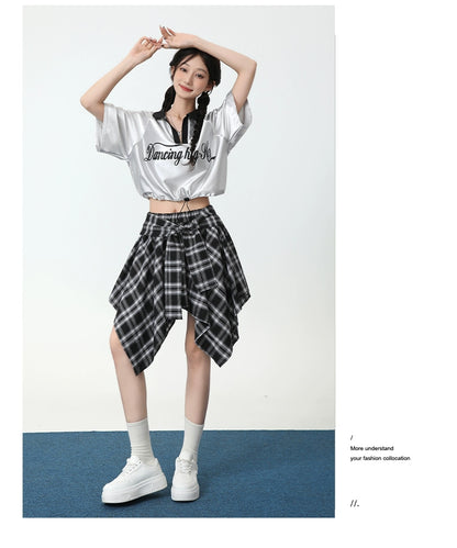 Casual Loose Youth Hip Hop Style Top + Skirt Sets Outfit