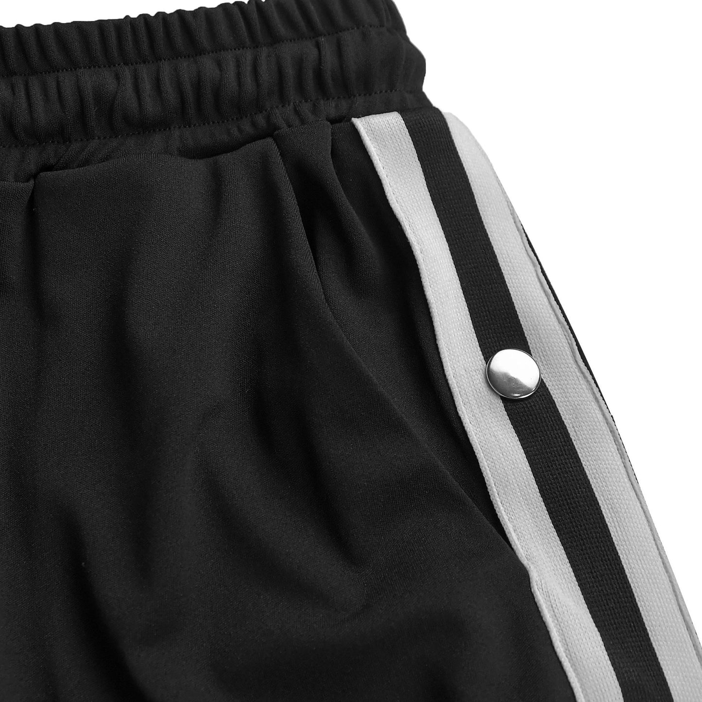 Striped Ribbon T-shirt + Side Button Split Long Pants Sets