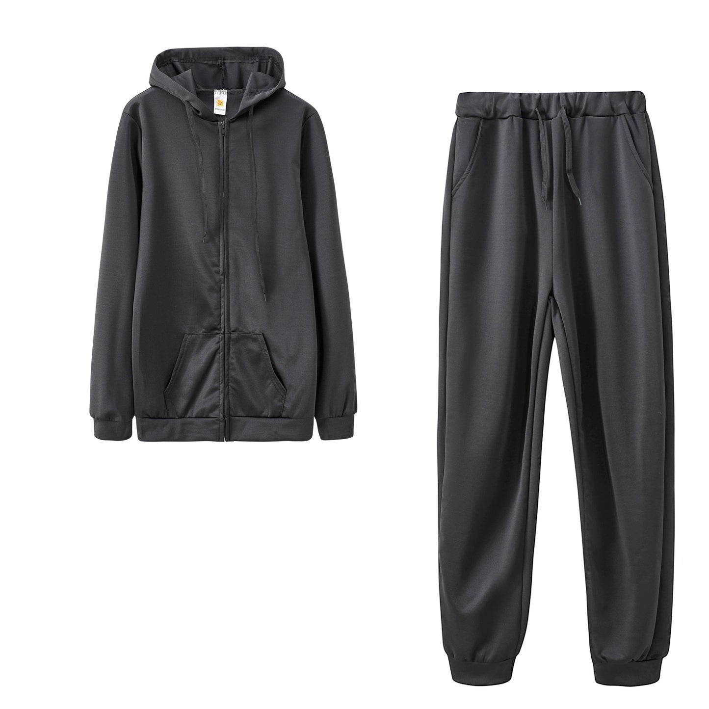Fashion Trend Solid Color Plus Fleece Sports Color Sweater Two-piece Sets