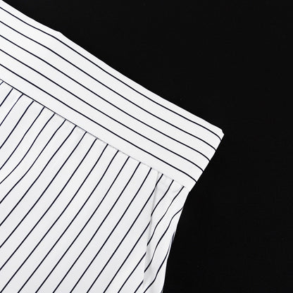 Striped Turn Down Collar Blazer + Split Skirt Sets