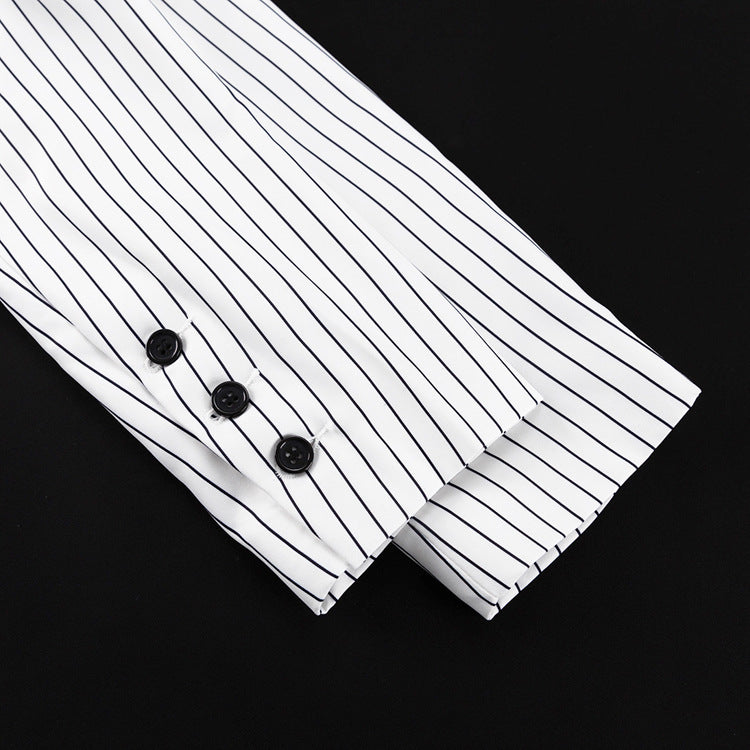 Striped Turn Down Collar Blazer + Split Skirt Sets