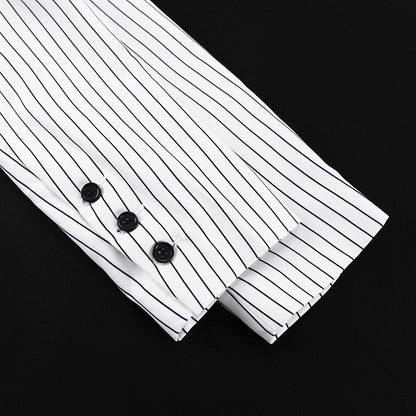 Striped Turn Down Collar Blazer + Split Skirt Sets
