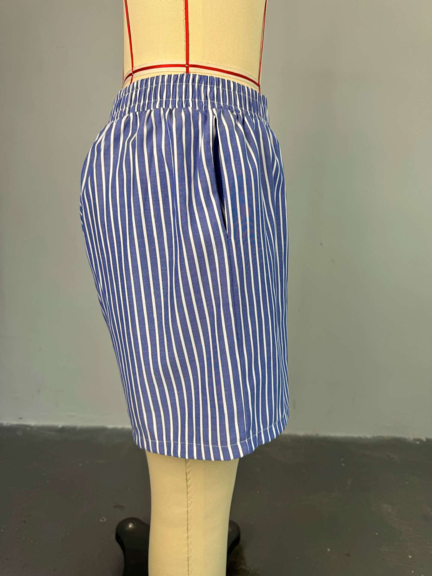 Striped Half Sleeve Turn-down T-shirt + Shorts Suit