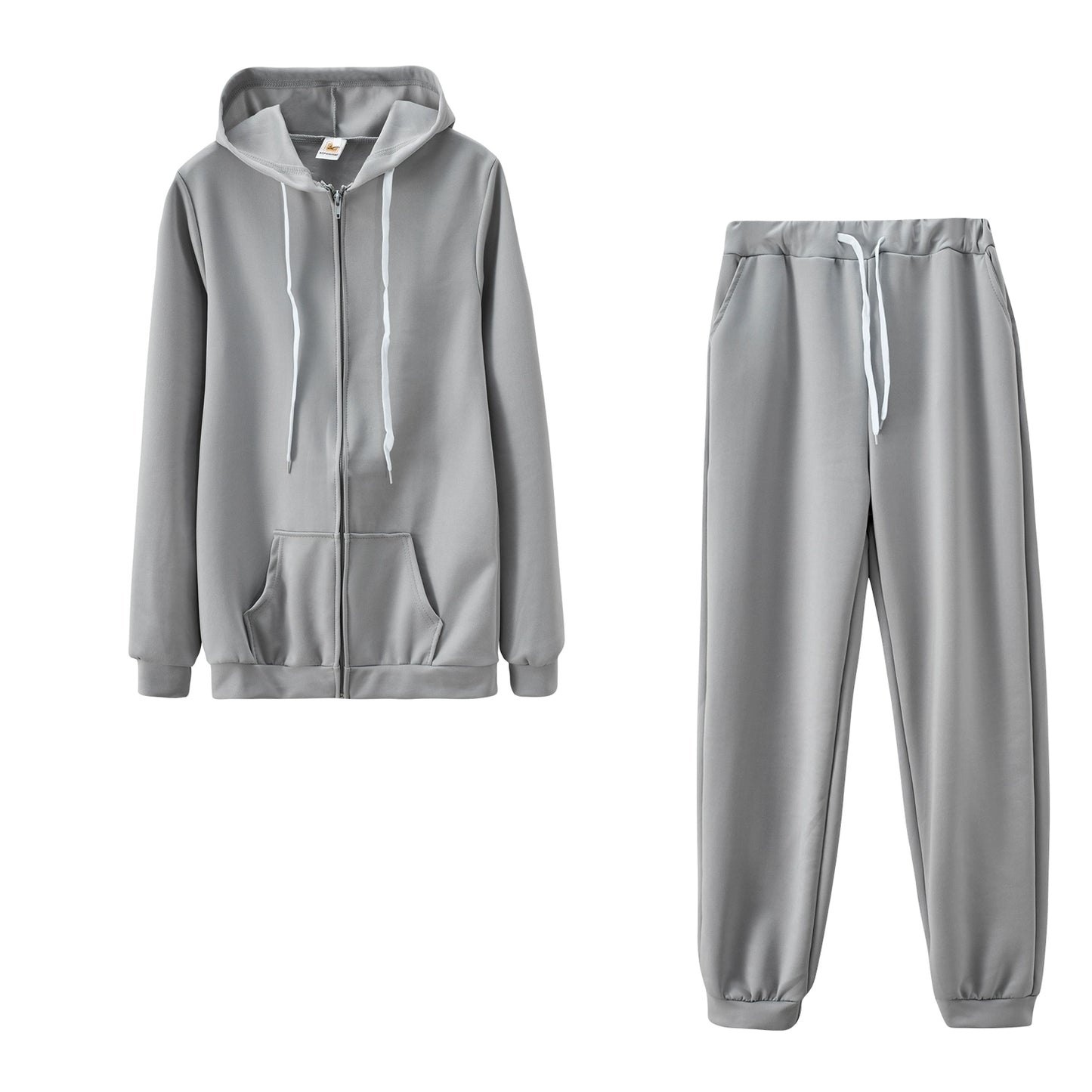 Fashion Trend Solid Color Plus Fleece Sports Color Sweater Two-piece Sets