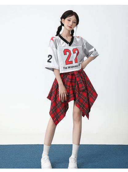 Casual Loose Youth Hip Hop Style Top + Skirt Sets Outfit