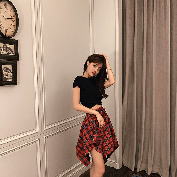 Casual Loose Youth Hip Hop Style Top + Skirt Sets Outfit