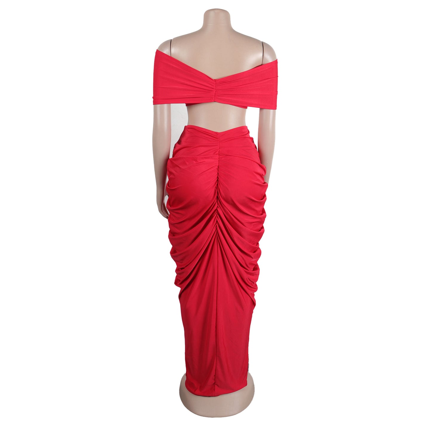Off Shoulder Crop Top + Low Waist Maxi Skirt Outfits