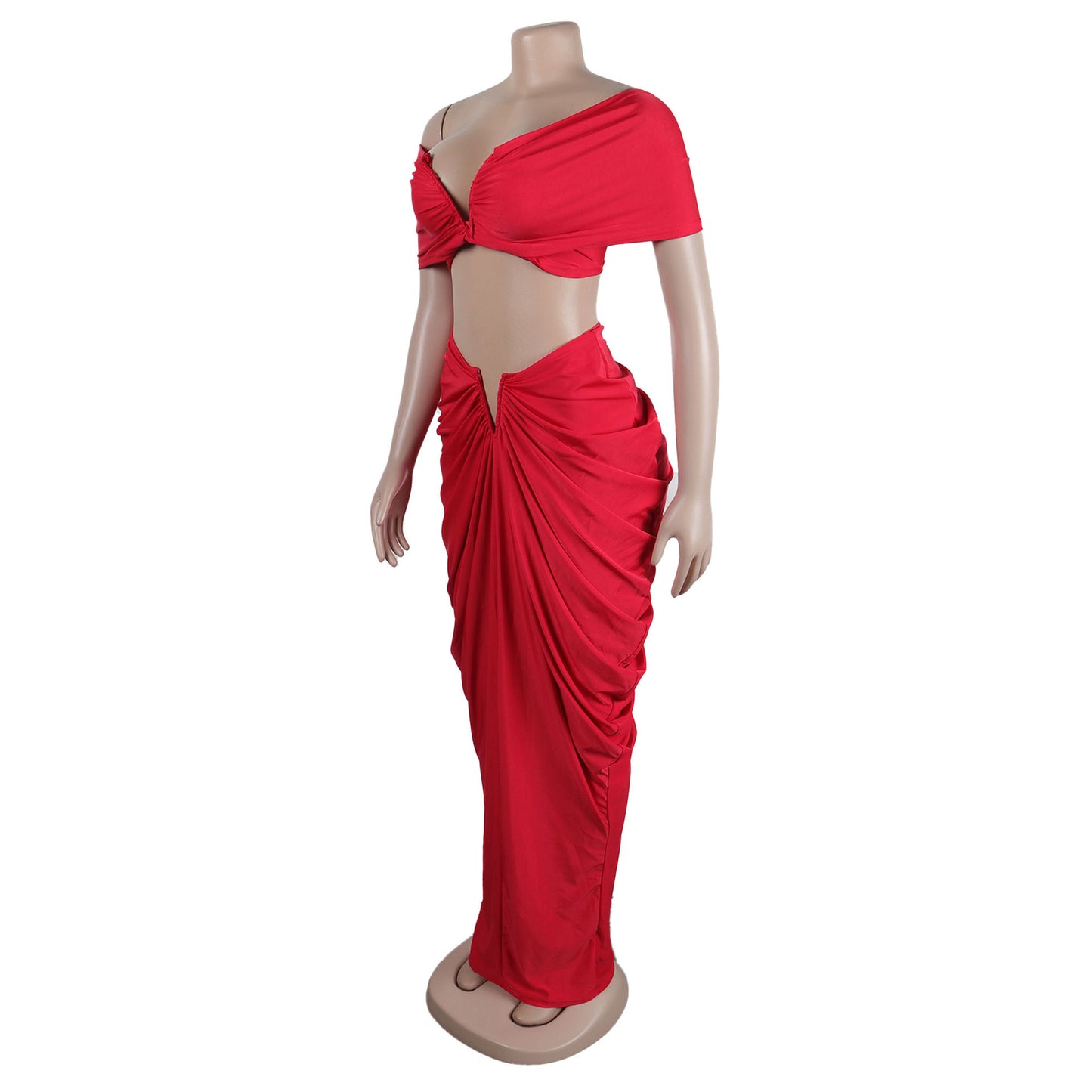Off Shoulder Crop Top + Low Waist Maxi Skirt Outfits