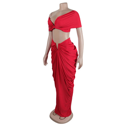 Off Shoulder Crop Top + Low Waist Maxi Skirt Outfits