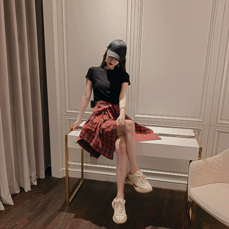 Casual Loose Youth Hip Hop Style Top + Skirt Sets Outfit