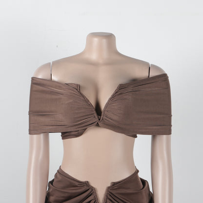 Off Shoulder Crop Top + Low Waist Maxi Skirt Outfits