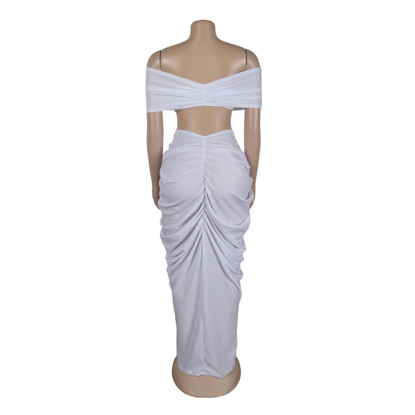 Off Shoulder Crop Top + Low Waist Maxi Skirt Outfits