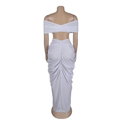 Off Shoulder Crop Top + Low Waist Maxi Skirt Outfits