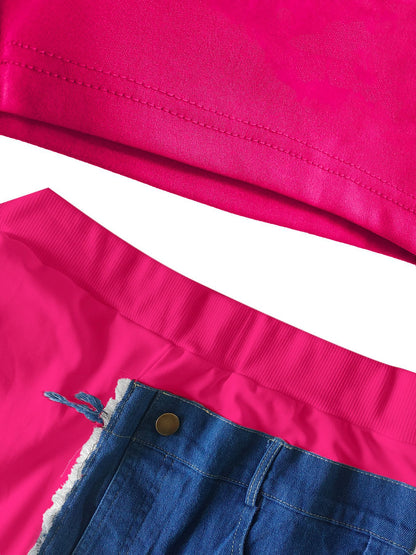 Patchwork T-shirt + Shorts Active Two Piece Sets