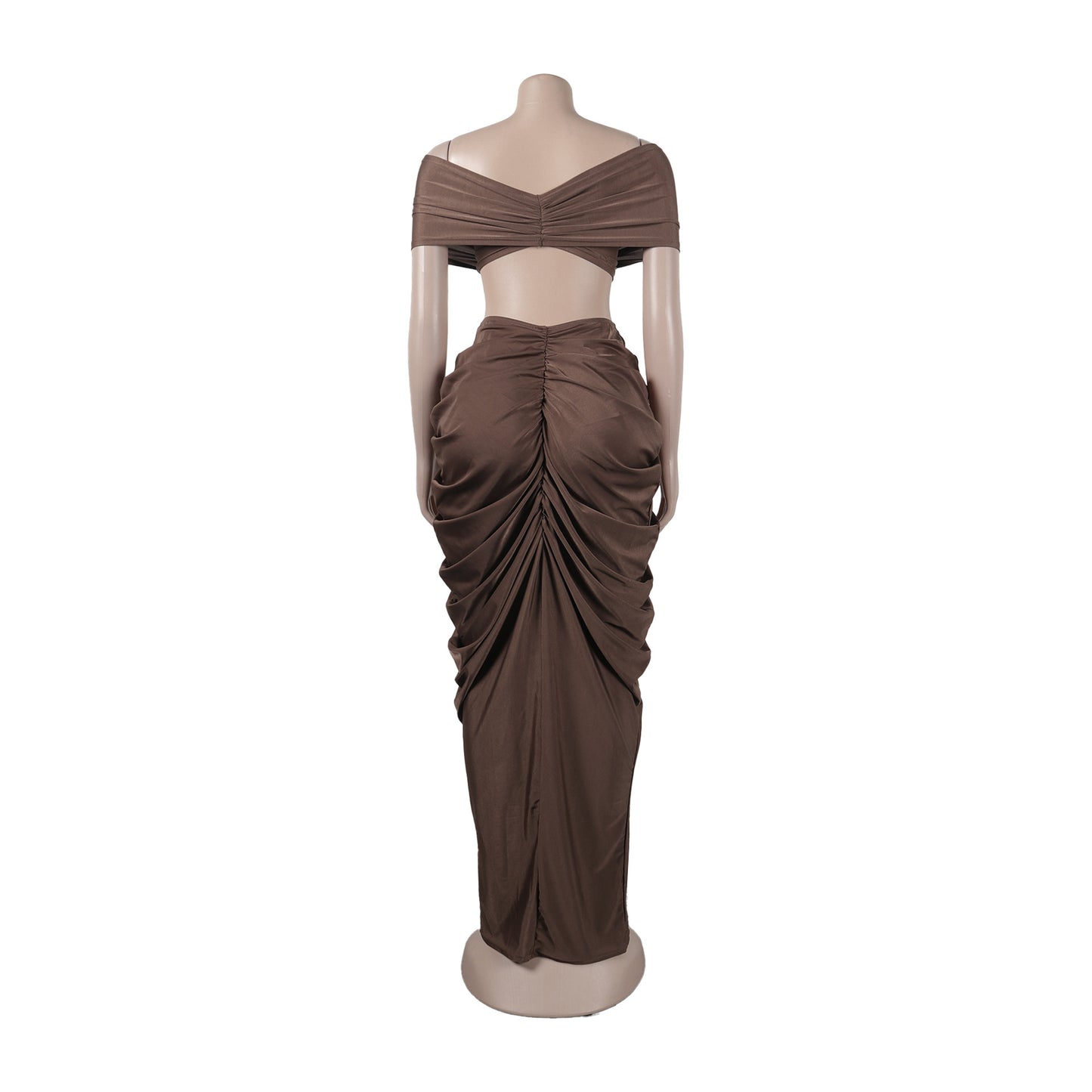 Off Shoulder Crop Top + Low Waist Maxi Skirt Outfits