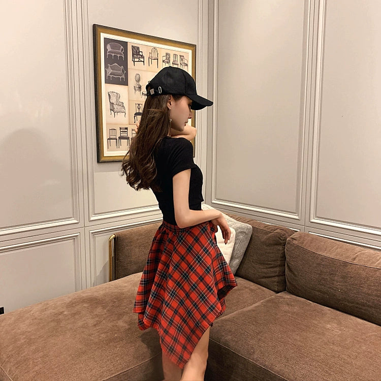 Casual Loose Youth Hip Hop Style Top + Skirt Sets Outfit