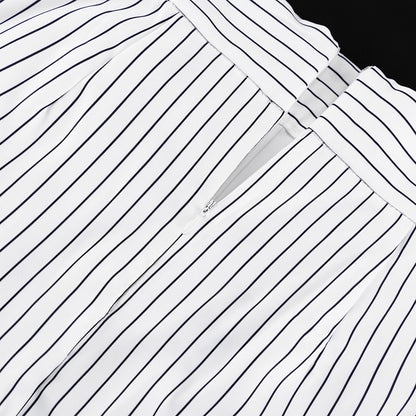 Striped Turn Down Collar Blazer + Split Skirt Sets