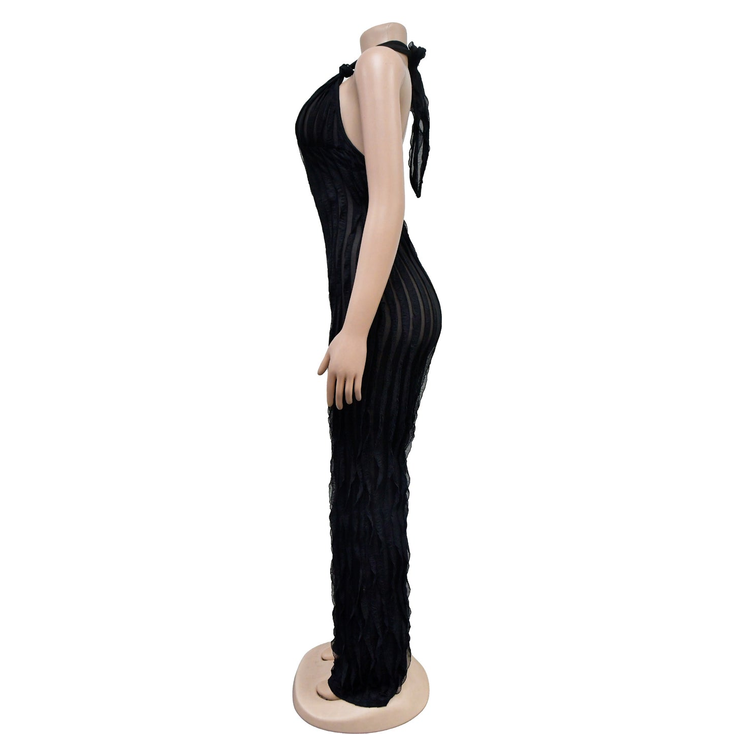 Ruffles Deep V-neck Halter Backless Wide Leg Jumpsuits