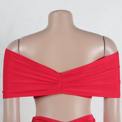 Off Shoulder Crop Top + Low Waist Maxi Skirt Outfits