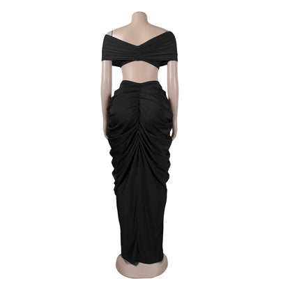 Off Shoulder Crop Top + Low Waist Maxi Skirt Outfits
