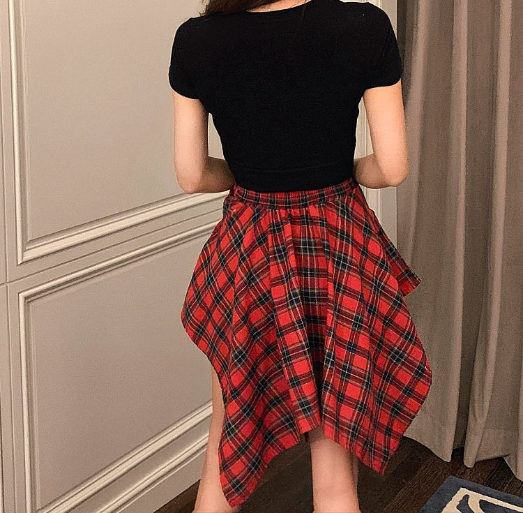 Casual Loose Youth Hip Hop Style Top + Skirt Sets Outfit