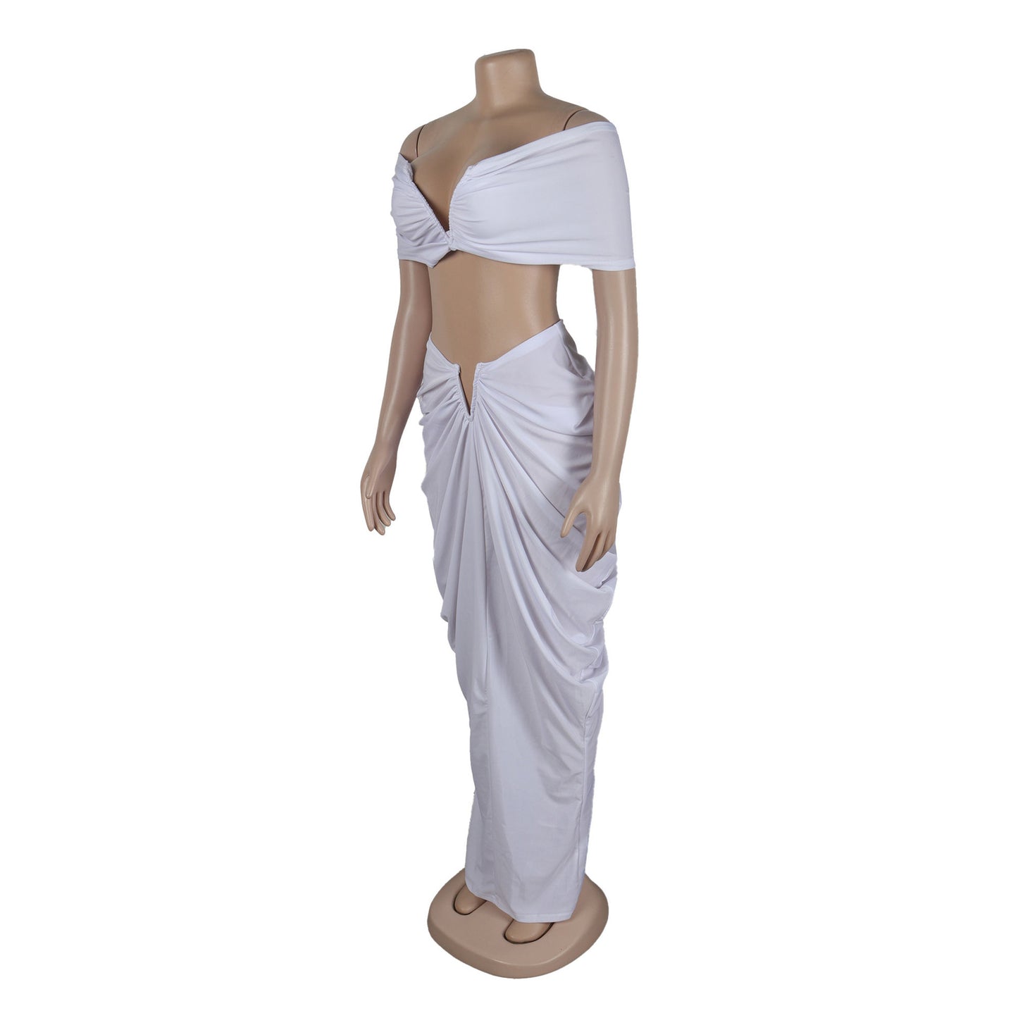 Off Shoulder Crop Top + Low Waist Maxi Skirt Outfits