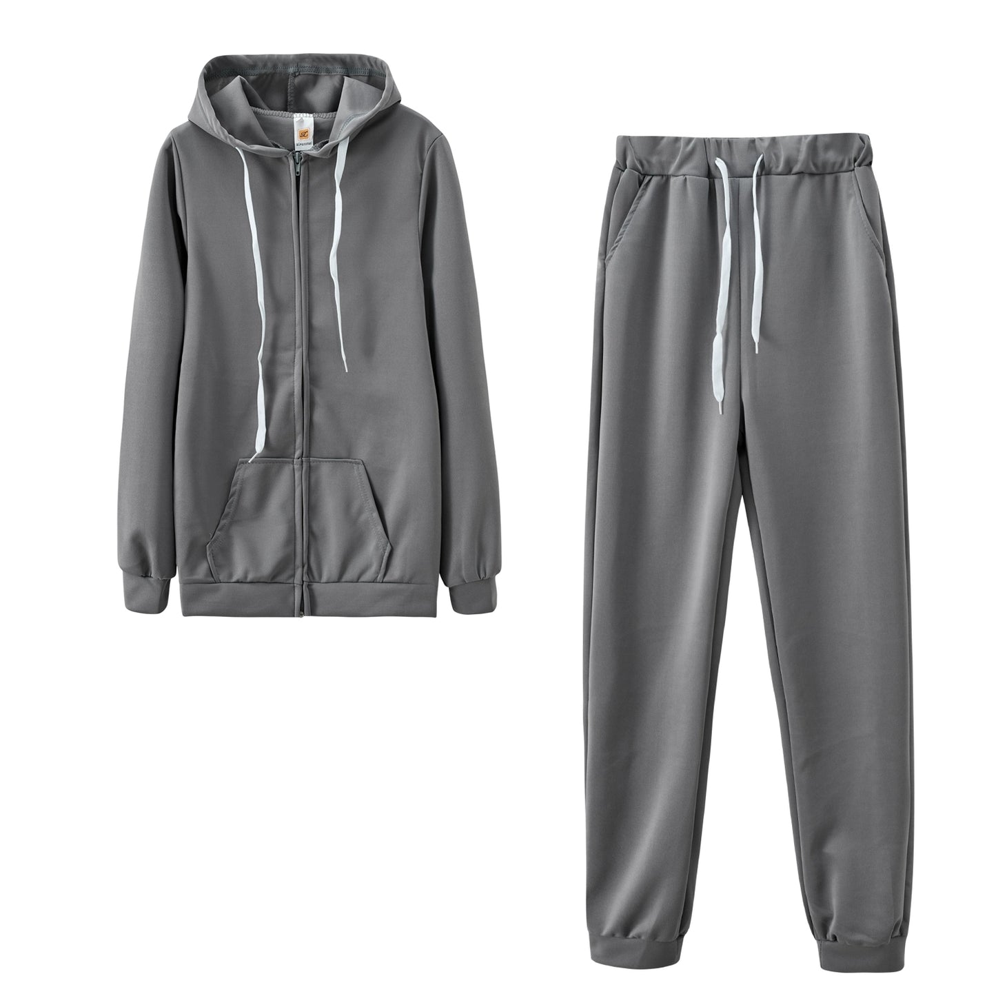 Fashion Trend Solid Color Plus Fleece Sports Color Sweater Two-piece Sets