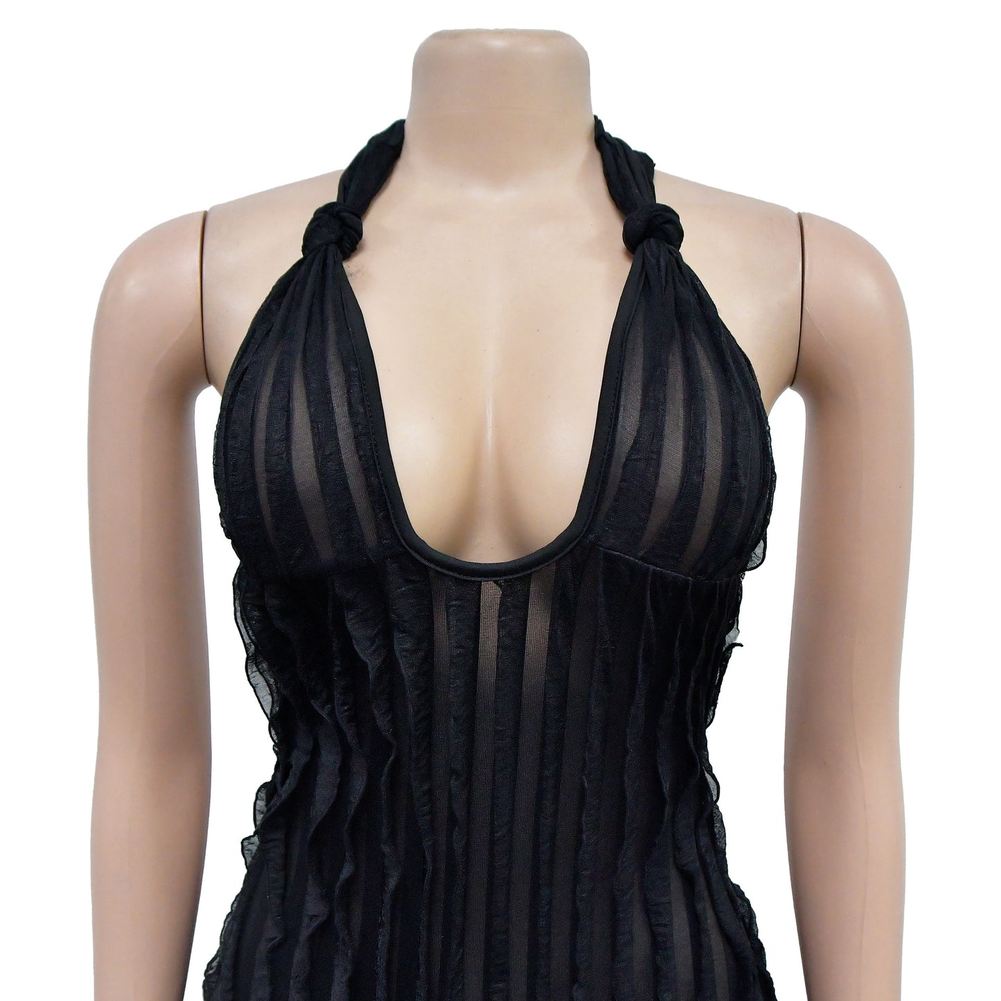 Ruffles Deep V-neck Halter Backless Wide Leg Jumpsuits