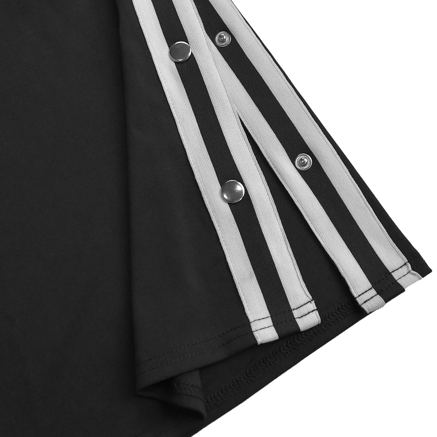 Striped Ribbon T-shirt + Side Button Split Long Pants Sets