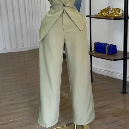 Single Button Blazer + Wide Leg Pant Sets