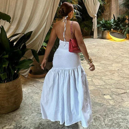 Elegant Halter Bodysuits Tie Up Maxi Skirts Matching Outfits