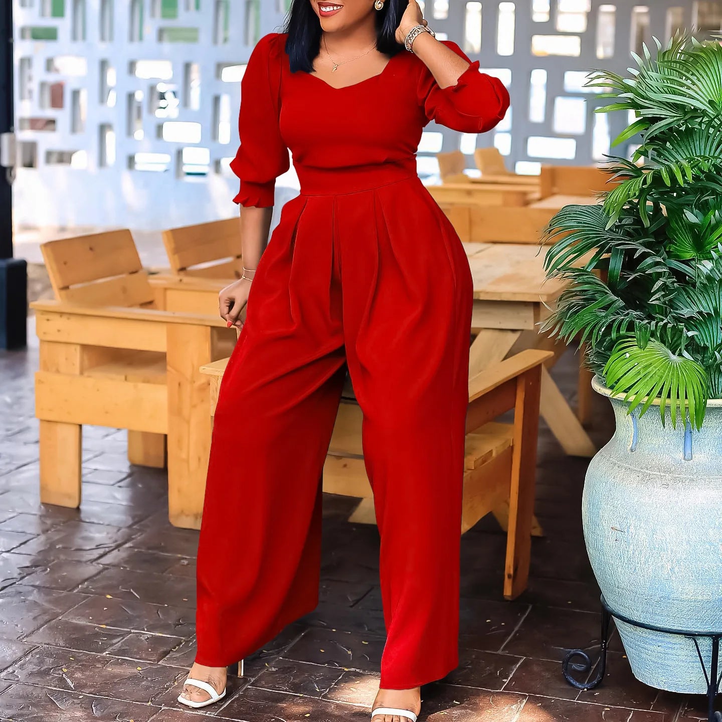 Rebekca Office Lady One-piece Jumpsuits (Long Sleeve)