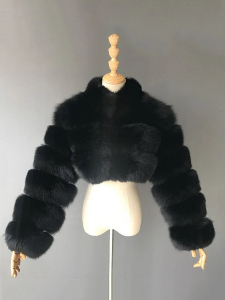 Luxury Fashion Women's Faux Fur Coat (zipper)