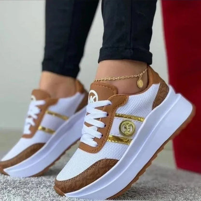 Large Size Round Head Lace-Up Casual Thick Bottom Sports Walking Outdoor Breathable Footwear