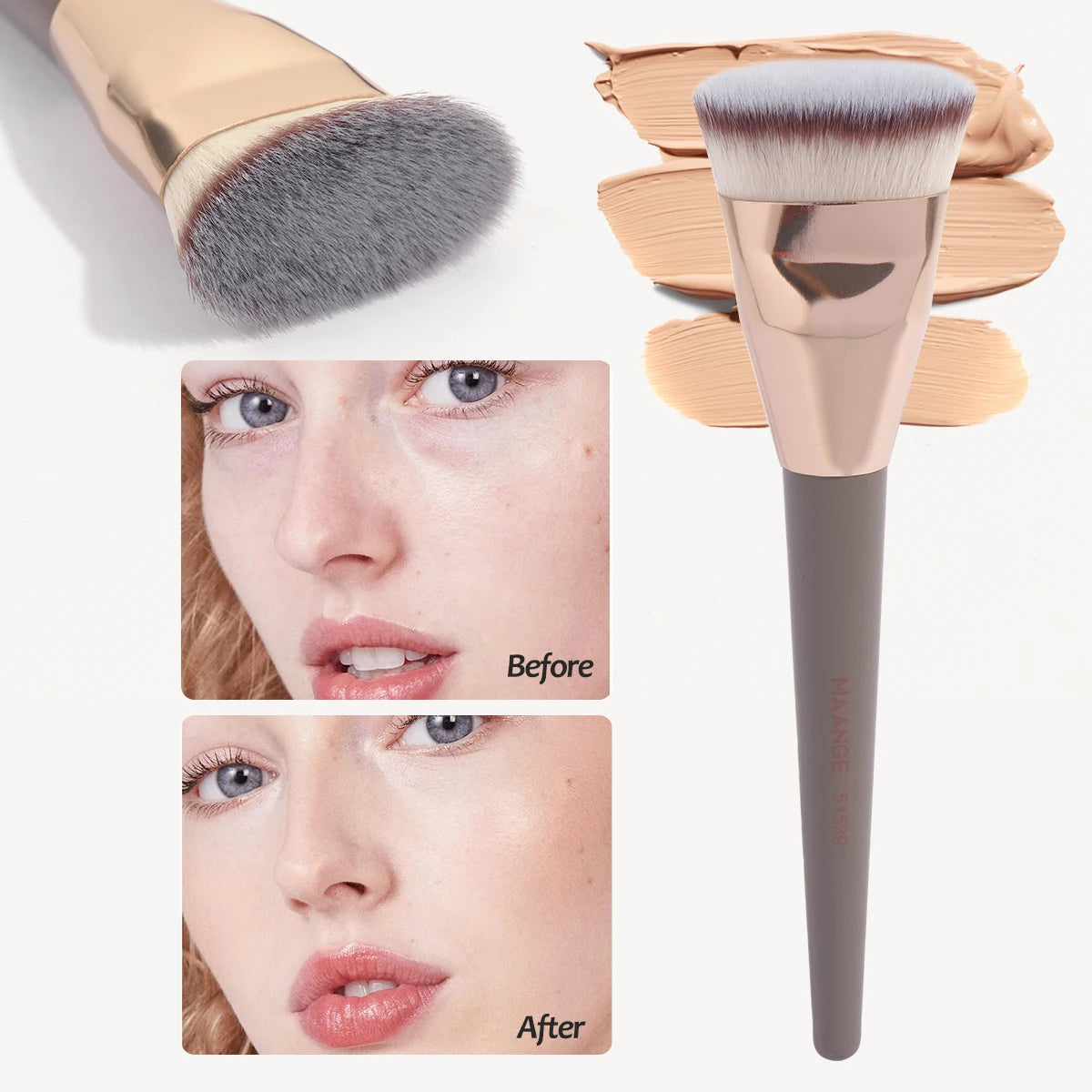 Flat Head Foundation Brush With Box Powder Blush Concealer Makeup Brush Skin-friendly Makeup Tool