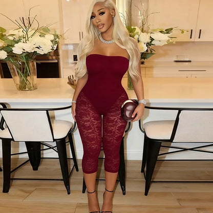 Lace See Through Bodycon Jumpsuits for Woman