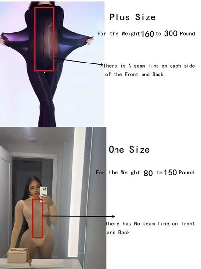 Shiny Tights Pantyhose Jumpsuit Seamless See Through Smooth One-Piece Stockings