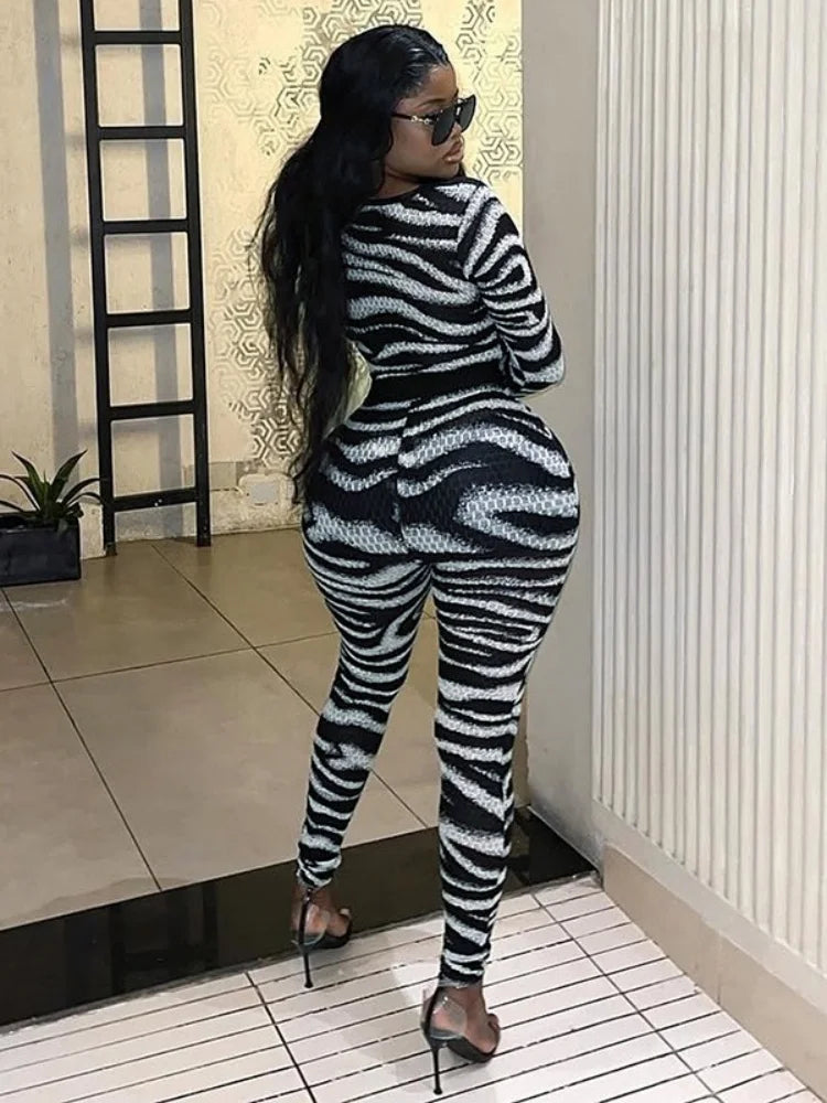 Hollow Out Jumpsuit and Top Zebra Stripes Matching Sets (New Style 🔥)