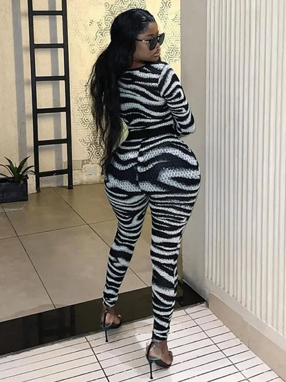 Hollow Out Jumpsuit and Top Zebra Stripes Matching Sets (New Style 🔥)