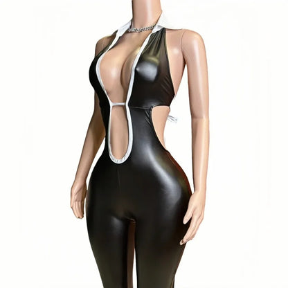 Black Halter Elasticity Slim Playsuits Fashion Bandage Overalls
