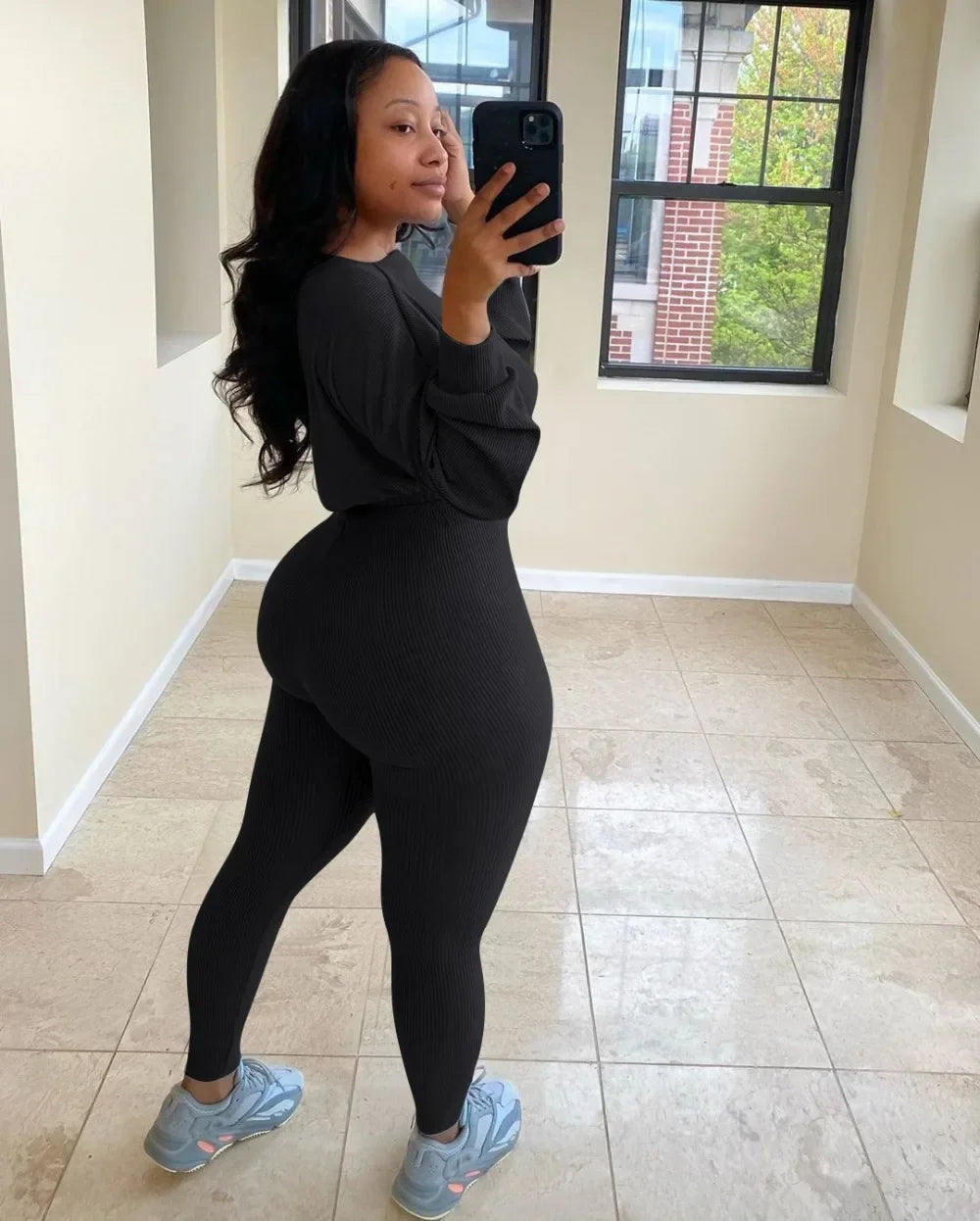 Winter Solid Lucky Label Letter Embroidery Two Piece Sets Women Sweatshirt+Leggings Casual Sporty Tracksuits Female