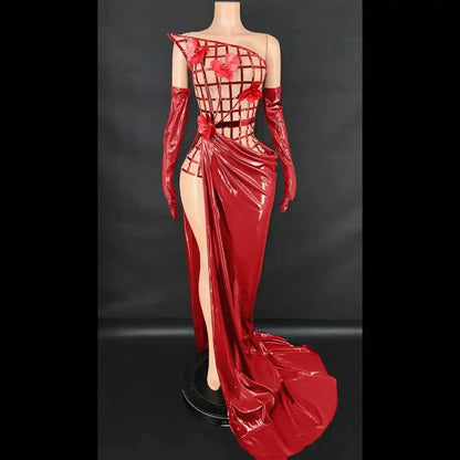 See Through Top Skirt + Long Gloves Set