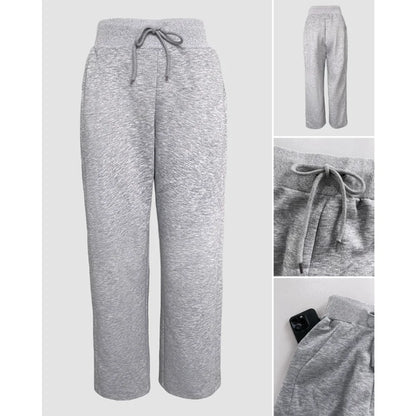 Elegant Tied Detail Hooded Long Sleeve Sweatshirt + Wide Leg Sweatpants Set for Autumn/Winter