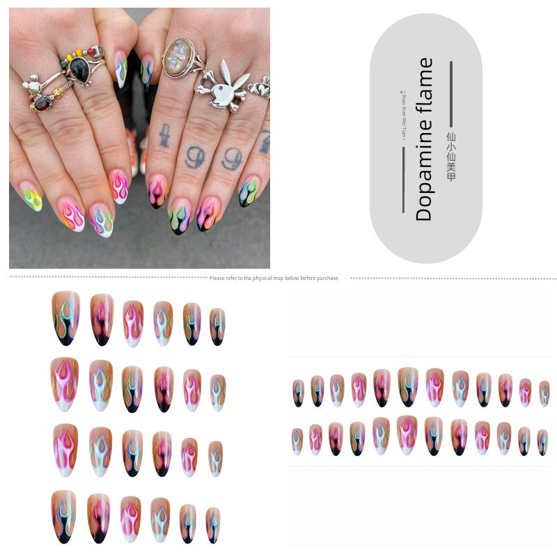 Classical Flower Oil Painting Wearing Armor Gilding Rose Nail Stickers Retro European American Style Artistic Finished Product Fake Nail Tip