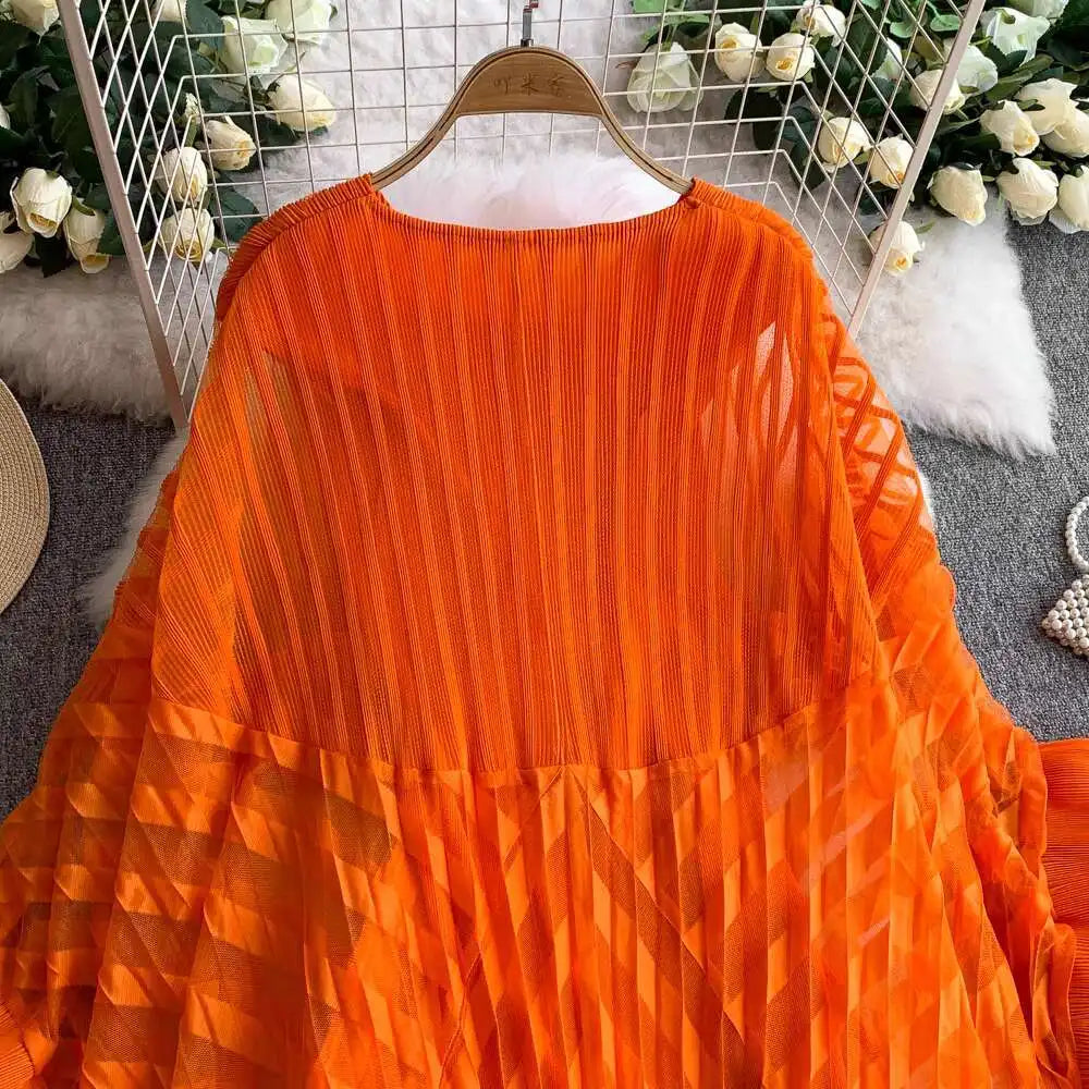 American Style V-neck Irregular Hem Design Dresses 22D1845